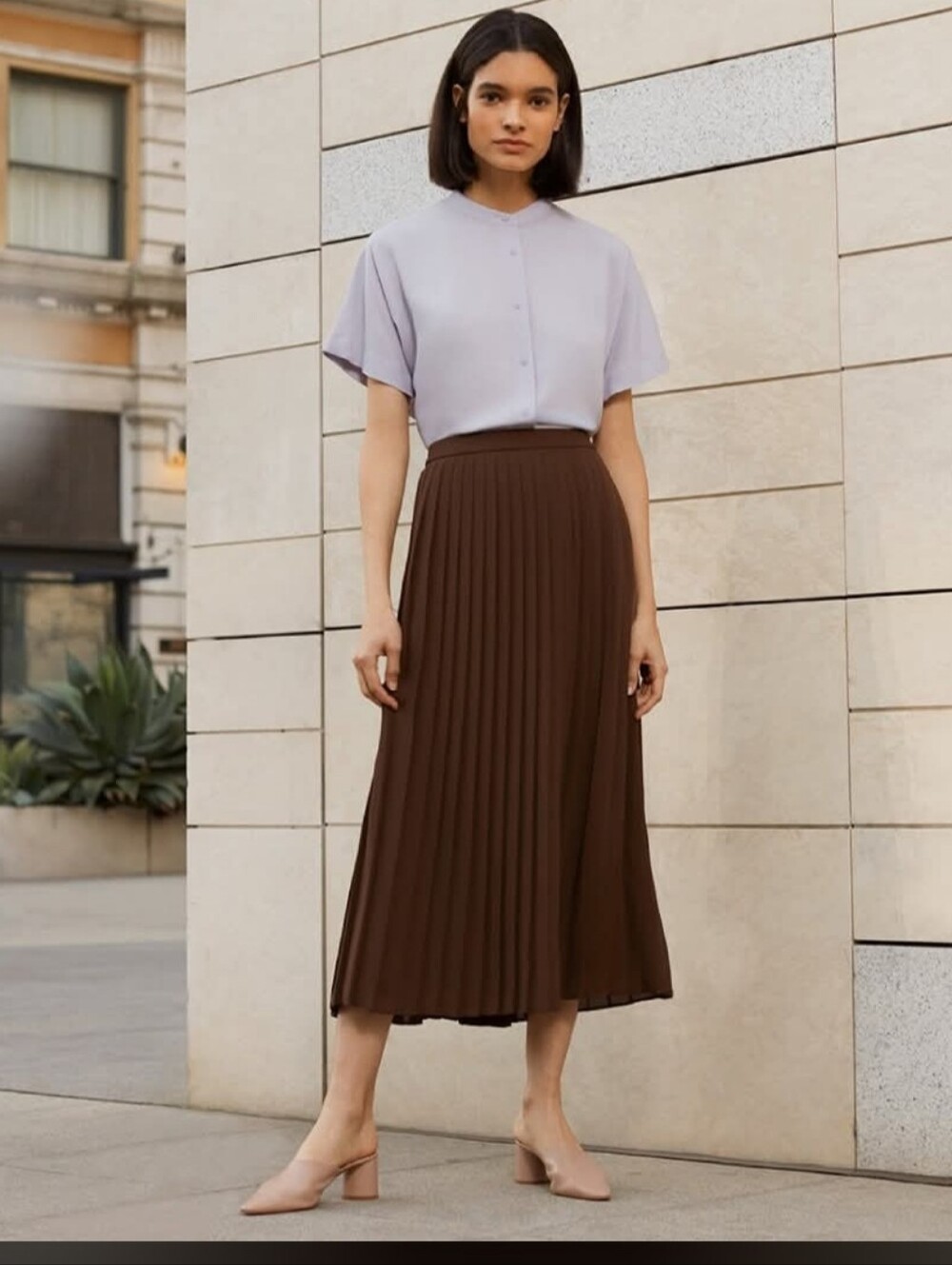 Pleated Midi Skirt